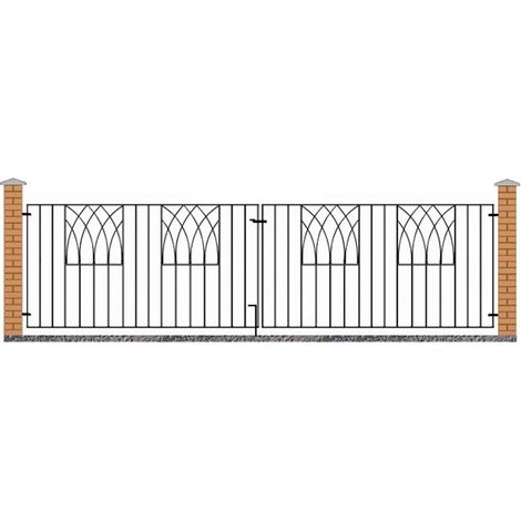 Abbey Modern Double Driveway Gate - Solid Steel - Fits Gap of 3264 mm x 812 mm High - Electro Galvanised/Black Powder Coated