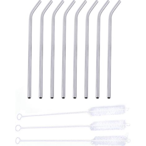 Set mit 8 Edelstahl-Trinkhalmen und 3 wiederverwendbaren Reinigungsbürsten (1/5)