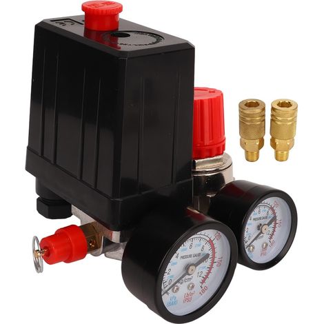 Pressostat De Compresseur d'air, 0-180 PSI, Pressostat De Compresseur d'air, Vanne De Commande, Connecteur Rapide 3 en 1 pour Contrôle Automatique (1/5)