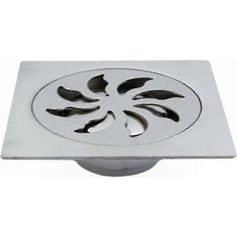 Bon de douche inoxydable AISI 304 pour sol de salle de bain, grille carrée 10x10 cm, évacuation efficace pour douche, avec siphon intégré, résistant à la corrosion, modèle standard, finition brossée. (1/3)