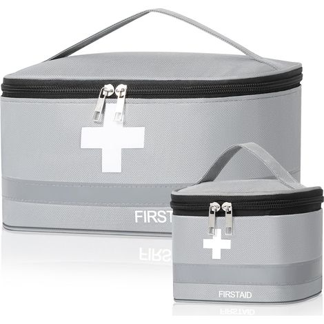 2 Pièces Trousse de Secours Vide, Grandes et Petites Trousse Pharmacie Voyage, Étanche Sac de Médecine Portable, Boite (1/5)
