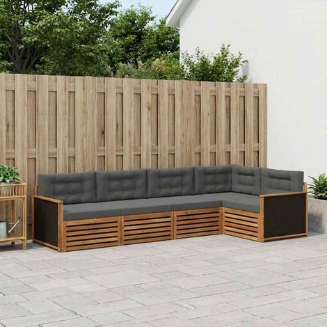 vidaXL Outdoor-Sofagarnitur 5 pcs Natur und Anthrazit (1/5)