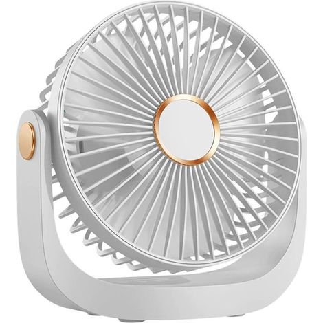 Ventilador de escritorio con luz nocturna，ventilador portátil silencioso con batería USB recargable，rotación de 360°，5 velocidades (1/5)