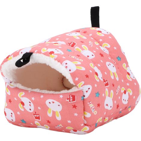 Hamac suspendu pour petits animaux, doux et confortable, pour hamster, lit d'hiver chaud en coton, 14 x 12 cm, rose (1/5)