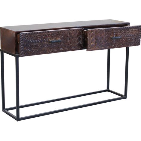 MANTRA - consolle con decoro legno e ferro (1/4)