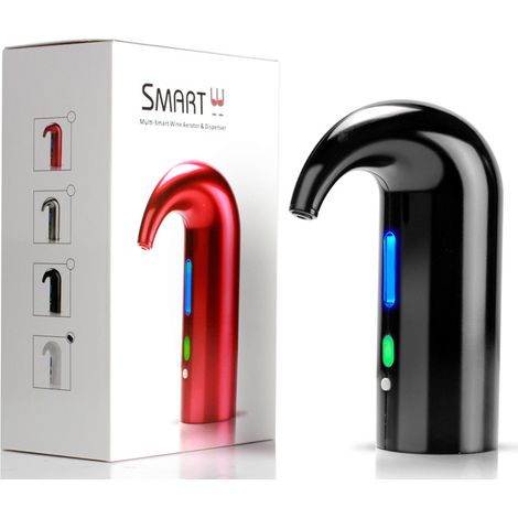Aérateur de vin électrique, distributeur de vin automatique intelligent, aérateur à filtre et bec verseur pour carafe, avec bouchon à vin sous vide (noir classique)-AquaForge (1/5)