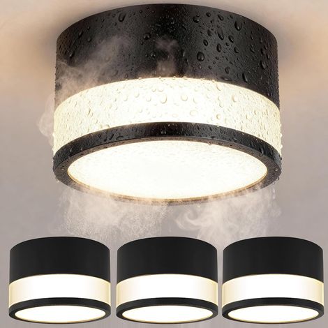 4 Spot Saillie Exterieur Salle de Bain IP44 Etanche, Plafonnier Spot Led Tube en Saillie Noir Cylindre Couloir Entree, 12W Blanc Chaud Surface Mounted Luminaire Couloir Cuisine Ø10cm (1/5)