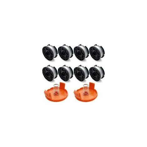 8er-Pack Hochleistungs-Trimmerfadenspulen, Kantentrimmerfadenspule kompatibel mit Black & Decker + 2 Kappen und 2 Federn, 1,6 mm Durchmesser ermöglicht schnelleres und effizienteres Rasenmähen - Crezu (1/4)