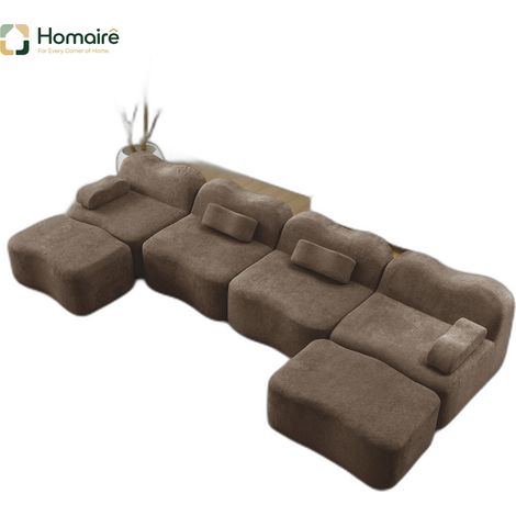 Canapé modulable en velours marron avec accoudoirs 384 x 167 x 70 cm HOMAIRE (1/5)