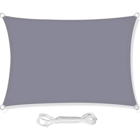 Voile d'ombrage rectangulaire 4m x 5m, imperméable, extérieur jardin terrasse fête, auvent pare-soleil, anti-UV 98%, corde incluse, gris