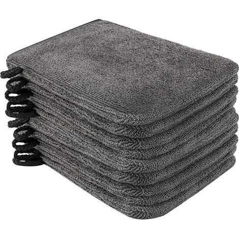Pack of 10 Microfiber Washcloths (Grey) Size 15 x 21 cm, Terry Cloth Bath Gloves 7lXwTupqWFO (1/5)