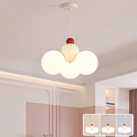 Lustre créatif, suspension LED, plafonnier suspendu, 3 températures de couleur réglables, hauteur réglable, 36 cm x 32 cm, beige (1/5)