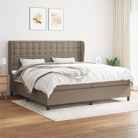 Sommier à lattes de lit avec matelas Taupe 200x200 cm Tissu (1/5)