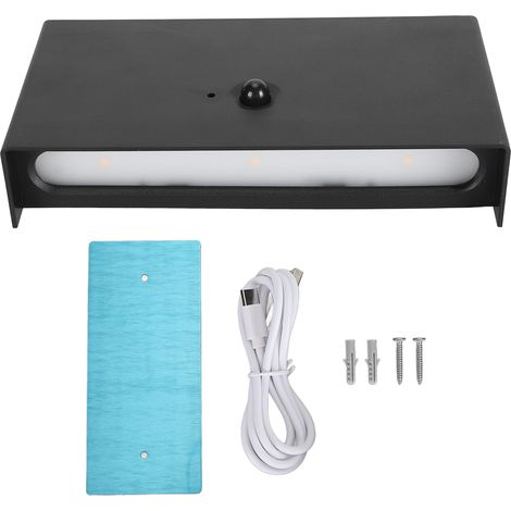 Ortviai Applique Murale LED Sans Fil avec Capteur de Mouvement, Rechargeable par USB, Éclairage Haut/Bas, Magnétique, Noir (1/5)