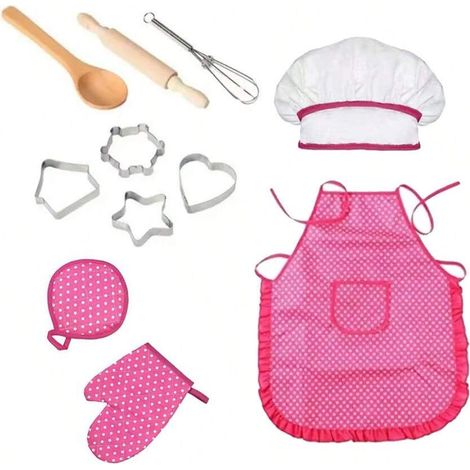 11 pièces : tablier et set de pâtisserie, incluant des outils de cuisine pour jeux de cuisine (1/4)