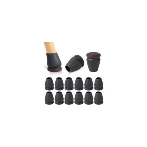 Protectores para patas de sillas, 24 piezas, protectores de suelo de silicona negra, protectores de suelo de silicona para sillas, almohadillas pequeñas para suelos de madera y baldosas, redondas de 1