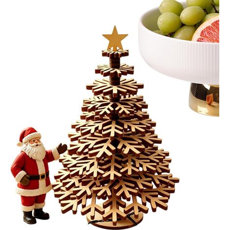 DIY Arbres en bois 3D Figurines de bricolage Petits sapins de Noël vintage pour rebords de fenêtres, salons, tables de chevet, plateaux de table, étagères. (1/5)