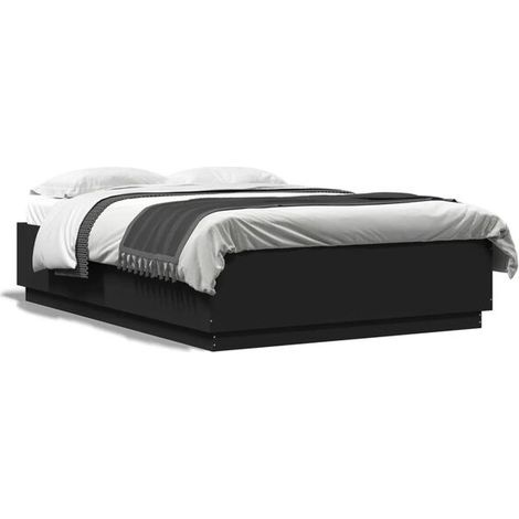 Cadre de lit noir (matelas non inclus), 150 x 200 cm (1/5)