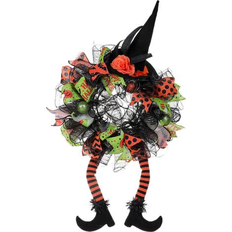 Guirlande Halloween - Couronne Décorative Pour Porte D'Entrée Avec Squelette Et Feuille D'Érable - 60 cm - Tissu - Multicolore - 1 Pièce (1/5)