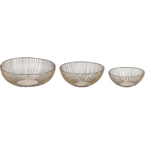 Conjunto de 3 cuencos de metal dorado diseño calado accesorio decorativo Garut (1/5)