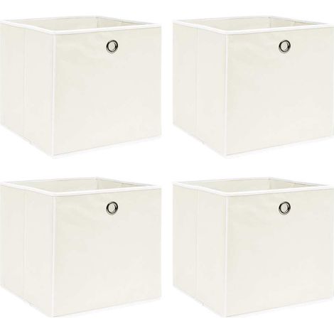 Boîtes de rangement 4 pcs-Coffre de rangement-Stockage Rangement Blanc 32x32x32 cm Tissu 587220 (1/5)