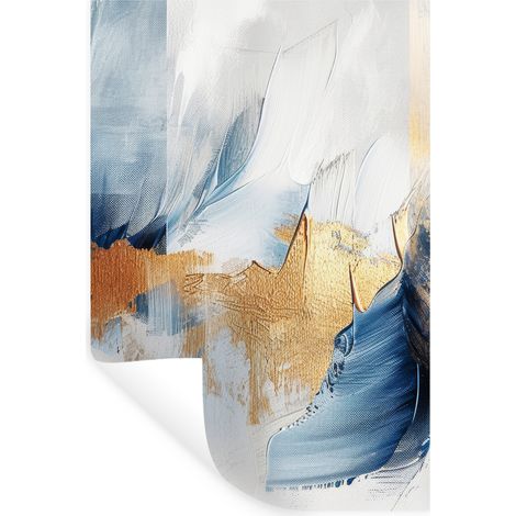 STICKER MURAL Or - Bleu - Aquarelle - Art - Moderne Décoration murale 40x60 cm (1/5)