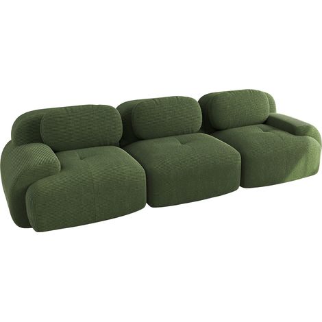Sofá de 3 plazas modular de pana premium verde 298 x 103 x 70 cm sin montaje (1/5)