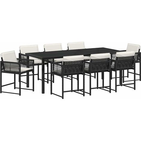 Maison Exclusive - Set da Pranzo per Giardino 9 pcs Nero polyrattan