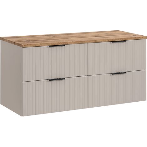 Meuble sous-vasque 120cm plan de toilette Adriel Cachemire et Bois