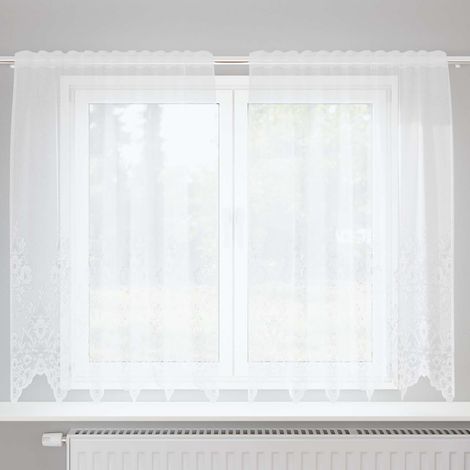 Spitzenvorhang mit Vorhängen Weiß 150 x 160 cm Polyester