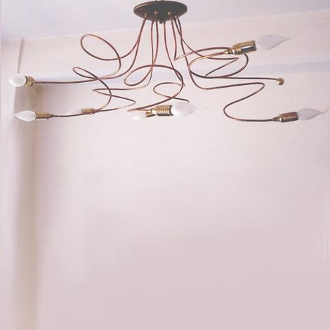 Plafoniera rustica lampadari bartalini ilaria pl8 e14 led ottone rame lampada soffitto (1/5)