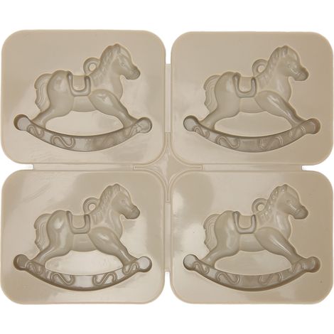Moule cheval carrousel réaliste en silicone et bois, pour réaliser gâteaux, chocolats, biscuits, savon et cire, mignon et pratique. (1/5)