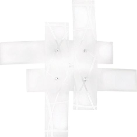 Frida - Applique 4 lumières E27 en verre blanc satiné - Cadre chromé, max 4x52W, ampoules exclues, largeur 91cm