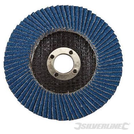 Disco a lamelle in zirconio per l'utilizzo con smerigliatrici angolari nuovo prodotto silverline-100mm / Grana 80