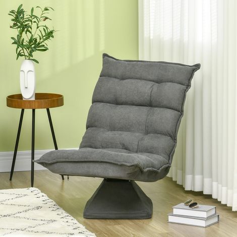 Fauteuil relax de sol pivotant gris microfibre dossier réglable pour salon bureau (1/5)