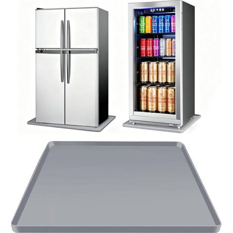 Tapis de réfrigérateur, en silicone, avec bord surélevé, protection du sol, antibactérien, pour réfrigérateur, tapis de sol, anti-fuite, bac d'égouttement (1/5)