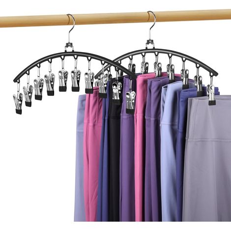 Lot de 2 organisateurs de leggings avec rotation 360°, cintres économisant de l'espace pour pantalons de yoga, 10 clips (1/5)