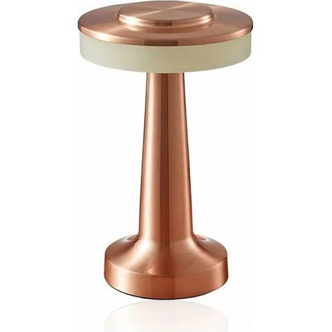 Lampe de table tactile rechargeable en métal finition cuivre antique, design volant, LED 3 couleurs et luminosité réglable, alimentation USB Type-C (1/4)