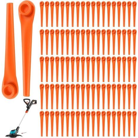 Lot de 100 Lames de Rechange en Plastique pour Coupe-Bordures Gardena 9823 9825 9820 9821 Lames débroussailleuse 70mm (1/5)