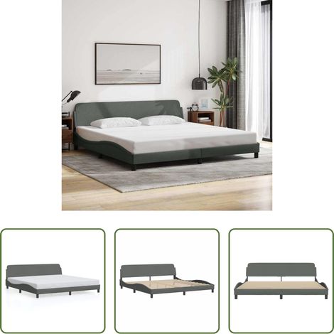 vidaXL Schlafzimmer - Bettgestell "Dover" Dunkelgrau 200x200 cm Stoff (1/5)