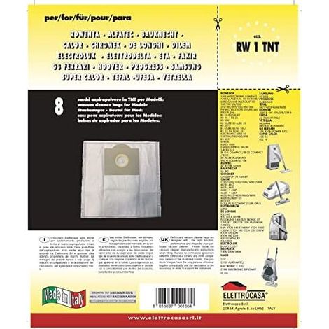 sacchetti aspirapolvere rowenta in tnt "rw 1 tnt" 8 pezzi