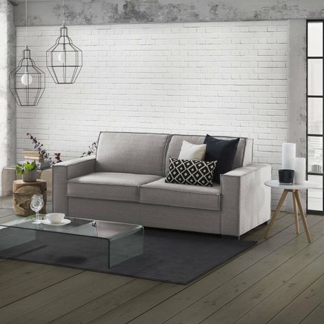 Talamo Italia Sofá fijo Adriana, Sofá de 2 plazas, 100% Made in Italy, Sofá de salón en tela, con reposabrazos estándar, Cm 180x95h90, Gris, con embalaje reforzado (1/4)