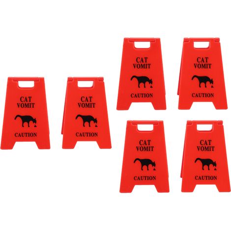 Panneaux d'avertissement de vomissement de chat en plastique, multifonctionnel, évident et drôle, panneau d'avertissement de vomissement de chat pour intérieur rouge 6 pièces (1/5)