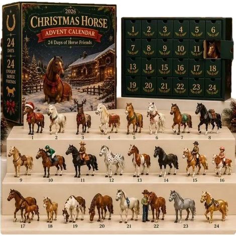 Calendrier de l'Avent surprise élégant, amusant et adorable sur le thème du cheval pour l'année du Cheval - Année du Cheval (boîte surprise)