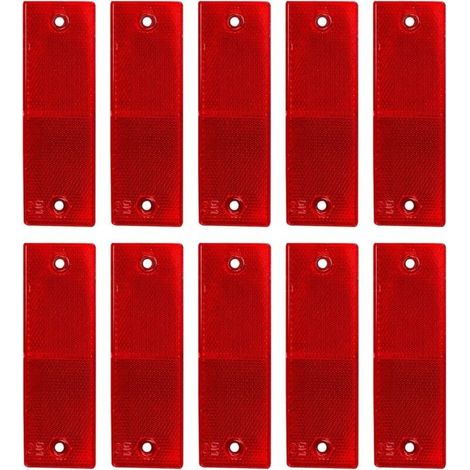 Placa de advertencia reflectante ZVD, reflectores de seguridad, reflectores para remolques, reflectores para camiones, caravanas, vehículos recreativos, barcos y bicicletas, 10 unidades, rojo, 14,8 x (1/3)
