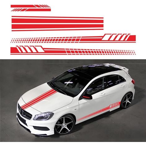 Autocollants Racing Rayures pour Rétroviseur Capot Portes Voiture SUV Camion Rouge (1/5)