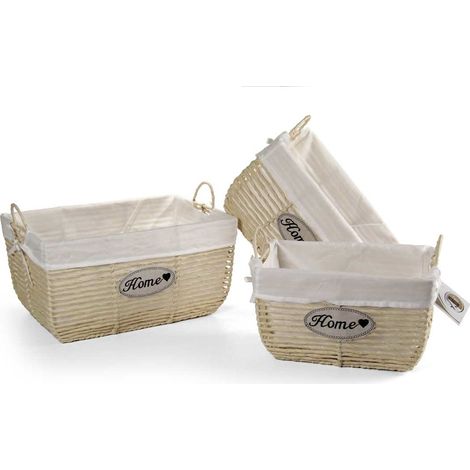 SET 3 CESTE DA BAGNO IN COLORE BEIGE 42/37/31 CM IN TESSUTO (1/2)