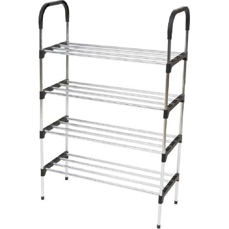 TrAdE Shop Traesio - Scarpiera In Metallo Plastica 4 Livelli 57x26x83cm Salvaspazio Porta Scarpe Casa - (1/2)
