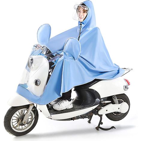 Poncho de Pluie pour Vélo électrique, Tissu Oxford, Imperméable en PVC pour Cyclisme, Couverture Complète du Corps 5XL, Capuche Respirante et Pliable avec Cordon de Serrage pour Adultes, Moto (1/5)
