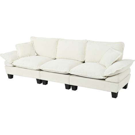 Divano 3 posti in ciniglia con braccioli curvi 264 x 85 x 90 cm beige HOMVRA (1/5)